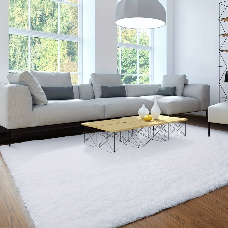 Soft White Shaggy Plush Area Rug for Bedroom Living Room Dorm Decor