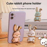 Waterproof Foldable ABS Phone Stand with Adjustable Cartoon Bunny Design for Smartphones and Tablets