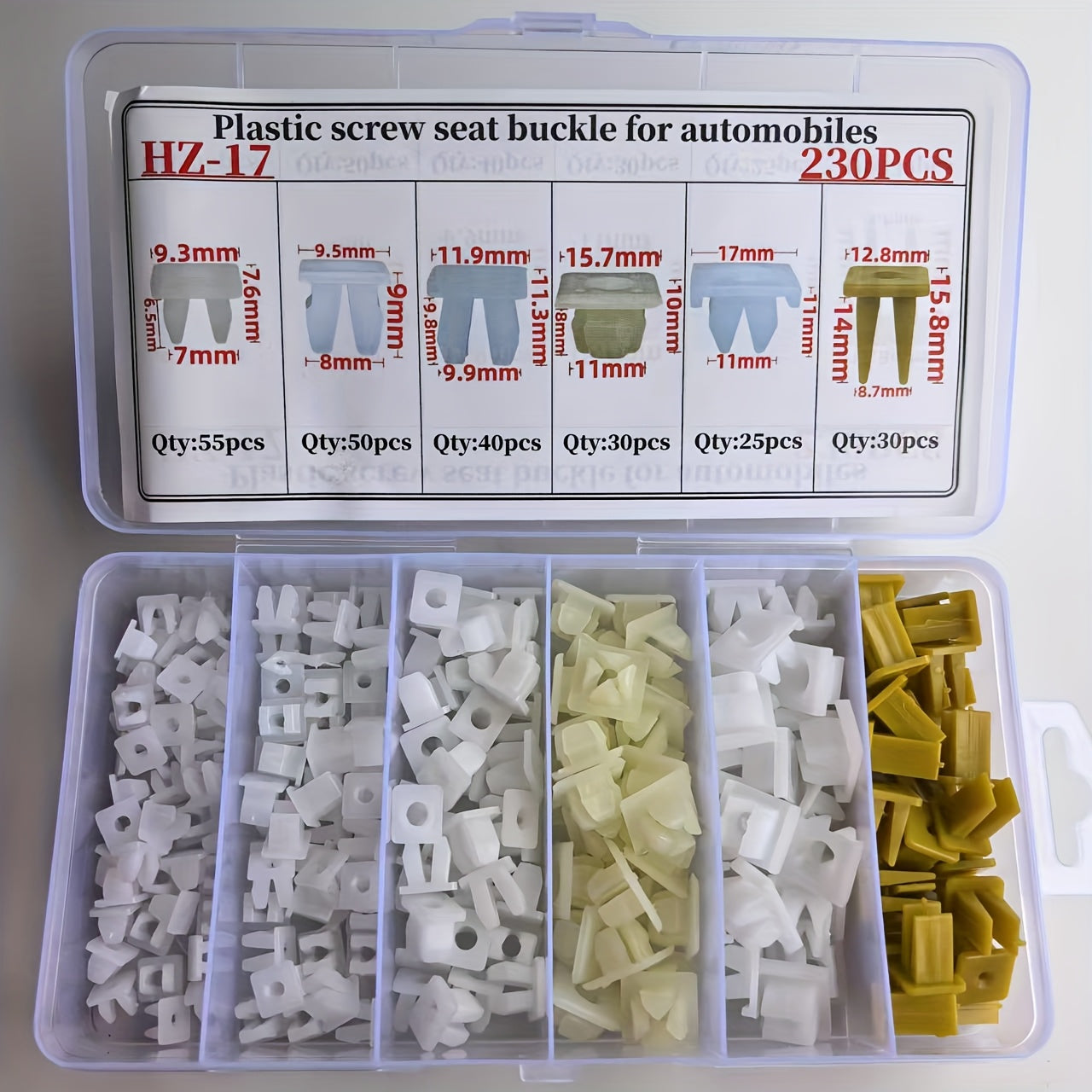 Universal Car Plastic Screw Buckle Set 230 Pcs Automotive Clips for License Plate and Bumper