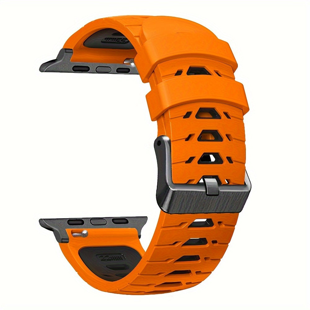 Силиконовый ремешок для Apple Watch с дышащим дизайном - застежка с кнопочным механизмом, без батареи