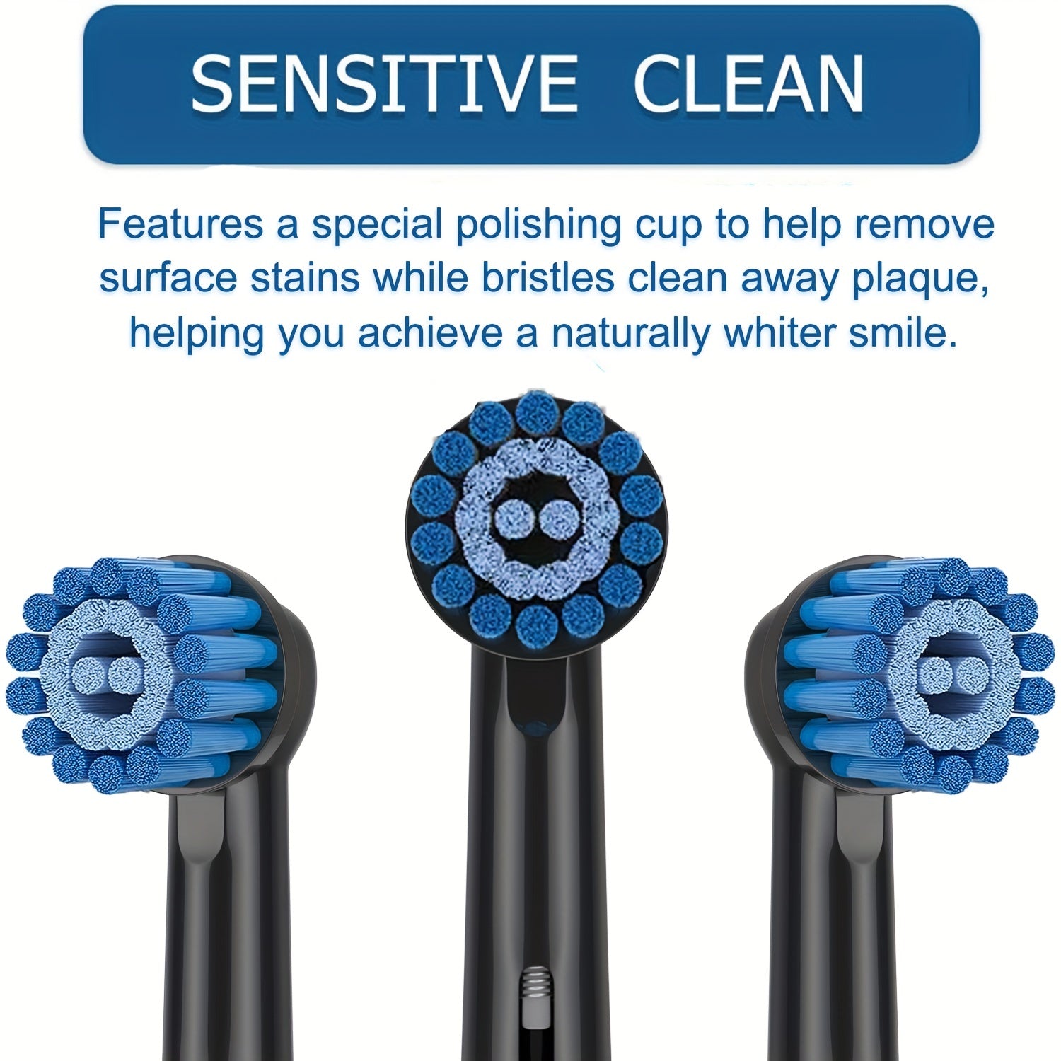 Cabezas de cepillo de repuesto con cerdas suaves y sensibles para cepillo de dientes eléctrico, negro, paquete de 8