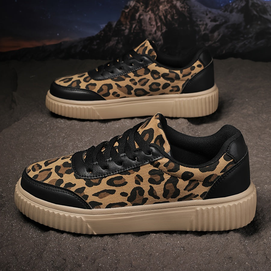 Women's Leopard Print Sneakers Lightweight Athletic Platform Shoes