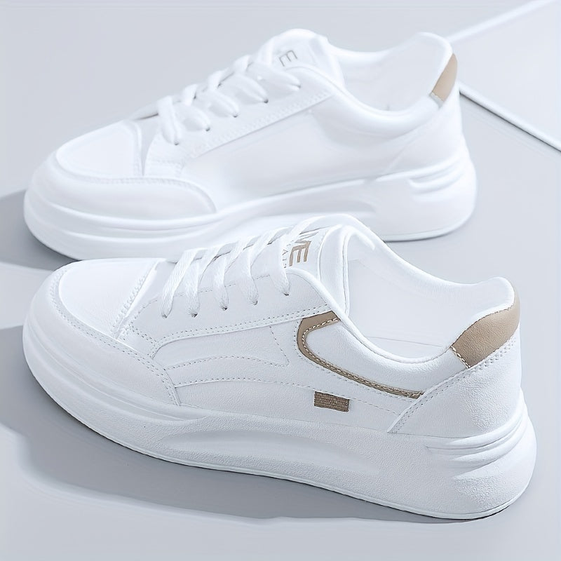 Women's Casual Sneakers Low Top with Thick Soles and Lace-Up Design for All Seasons