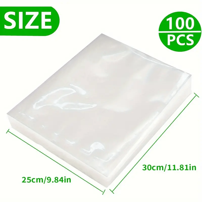 100pcs Food Storage Vacuum Sealer Bags BPA-Free Pre-Cut for Sous Vide Meal Prep