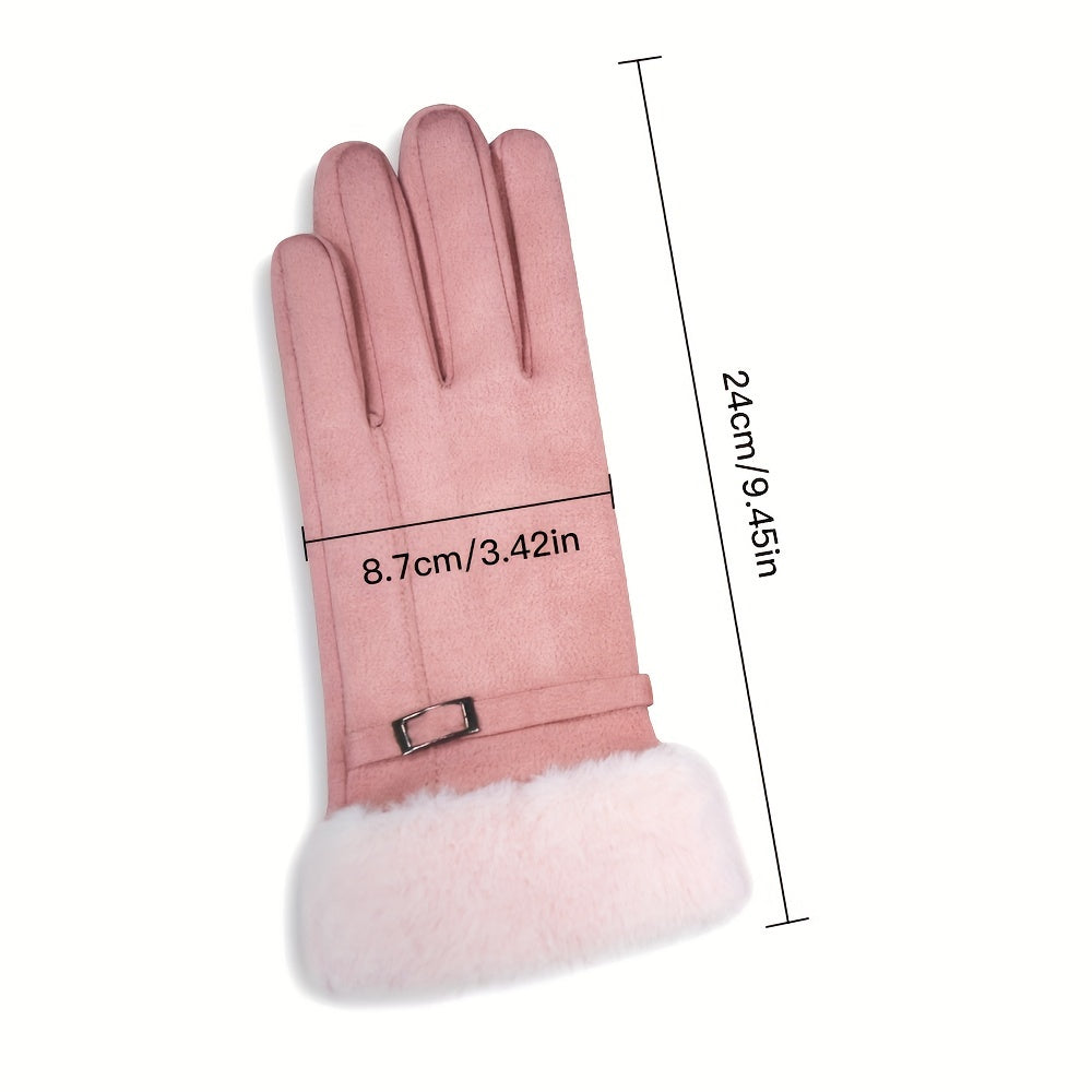 Women's Touchscreen Winter Gloves Suede with Plush Lining Elastic Fit Multiple Colors