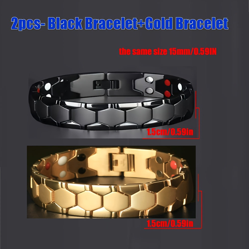 Conjunto de pulseras magnéticas para hombres y mujeres, doble fila, 3500 Gauss, regalo para el Día de San Valentín