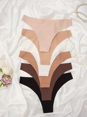 Women’s Seamless Solid Thongs 6 Pack Comfortable Lingerie Underwear