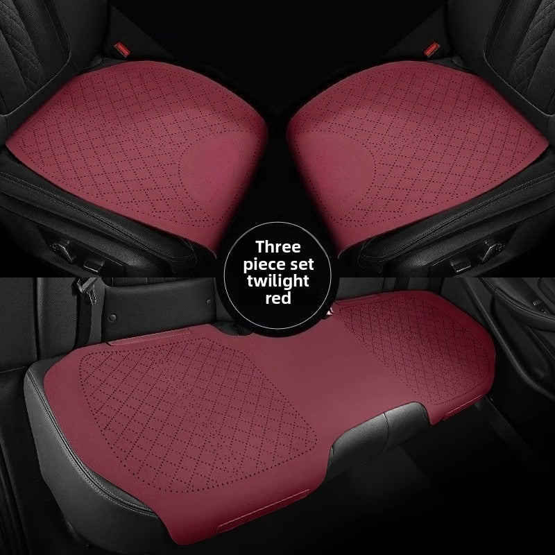 Juego de cojines para asiento de coche rojo, transpirable, para todas las estaciones, 3 piezas