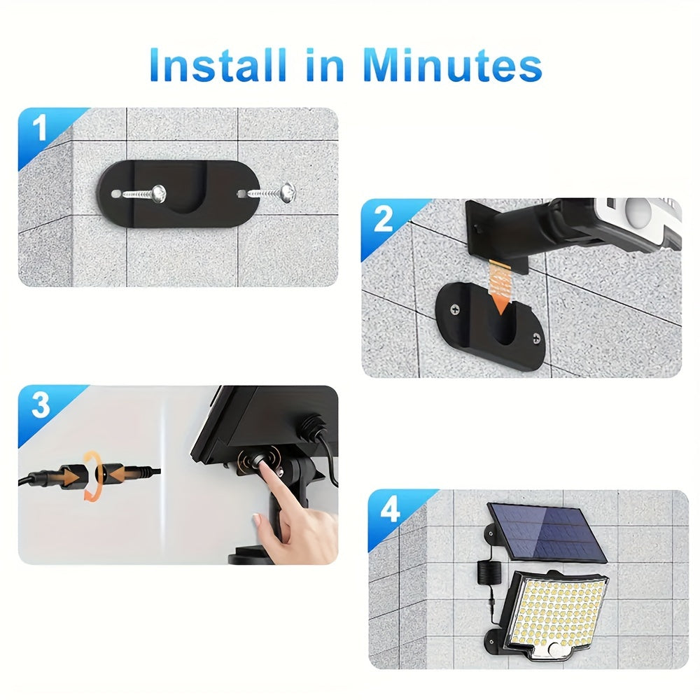 Pack de 2 luces solares para exteriores con sensor de movimiento de 106 LEDs y iluminación de 135°