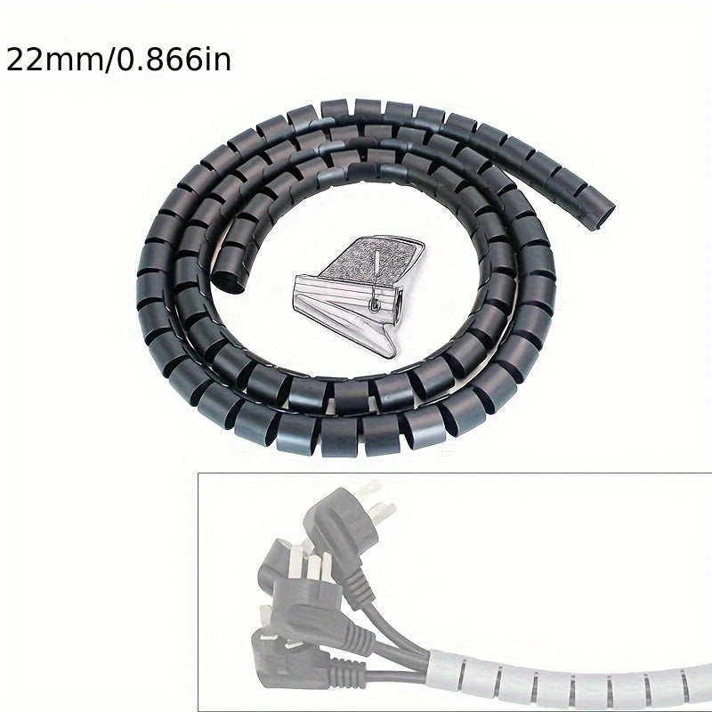 Spiral Cable Organizer 4.98m Flexible Cord Management Tube for Desk Tidy