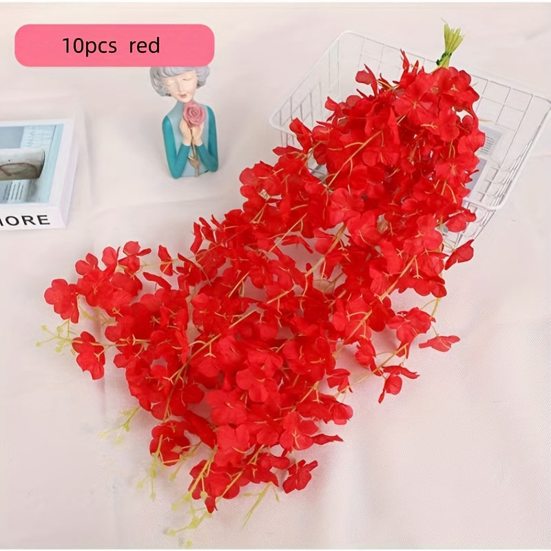 10 piezas de flores artificiales de vid púrpura para decoración de bodas y vacaciones al aire libre