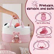 Nursery Diaper Caddy with Handles Storage Basket for Diapers Wipes Toys