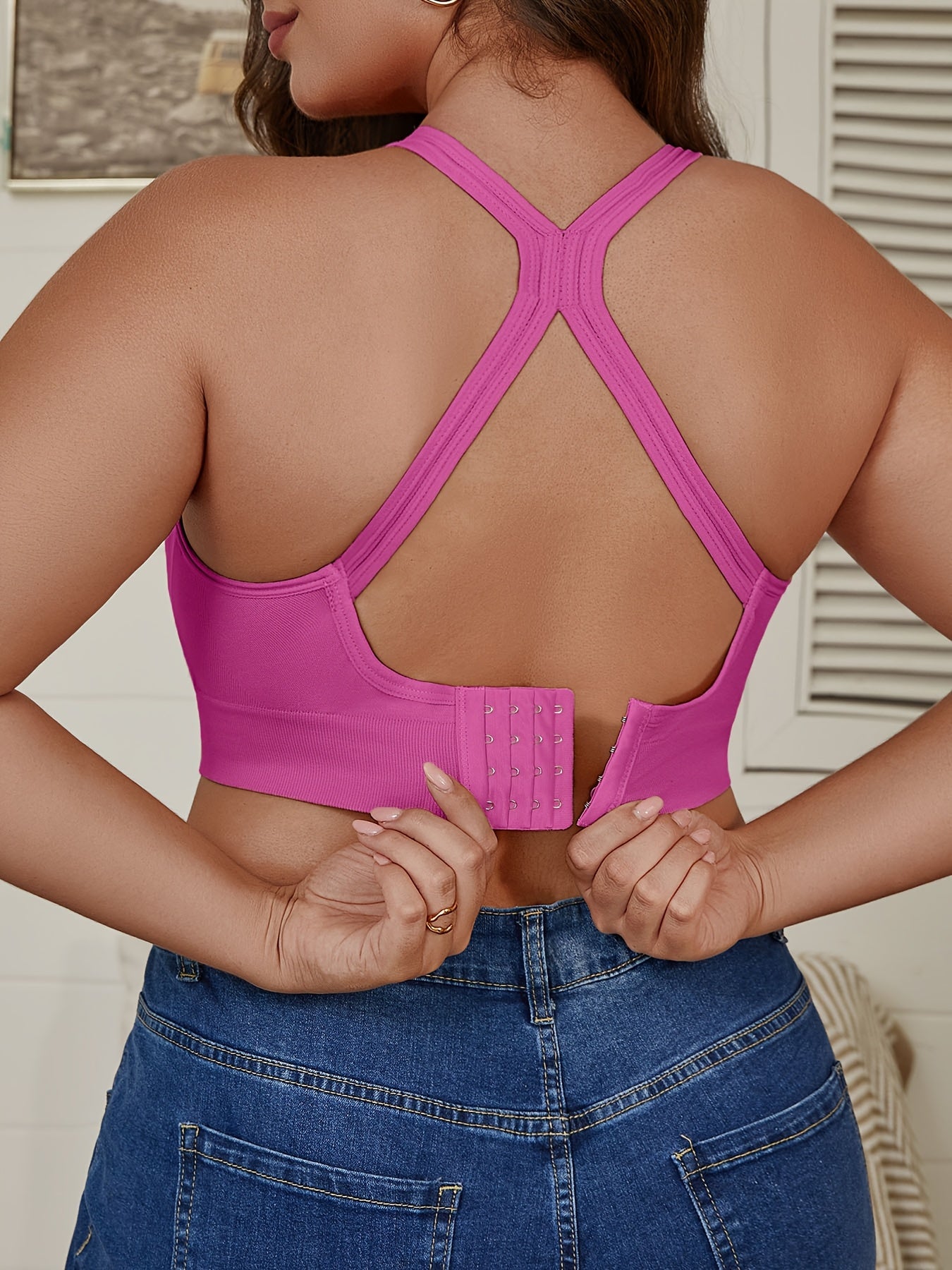 Women’s Plus Size Seamless Sports Bra 4 Pack Breathable Non-Slip Yoga Tank Top