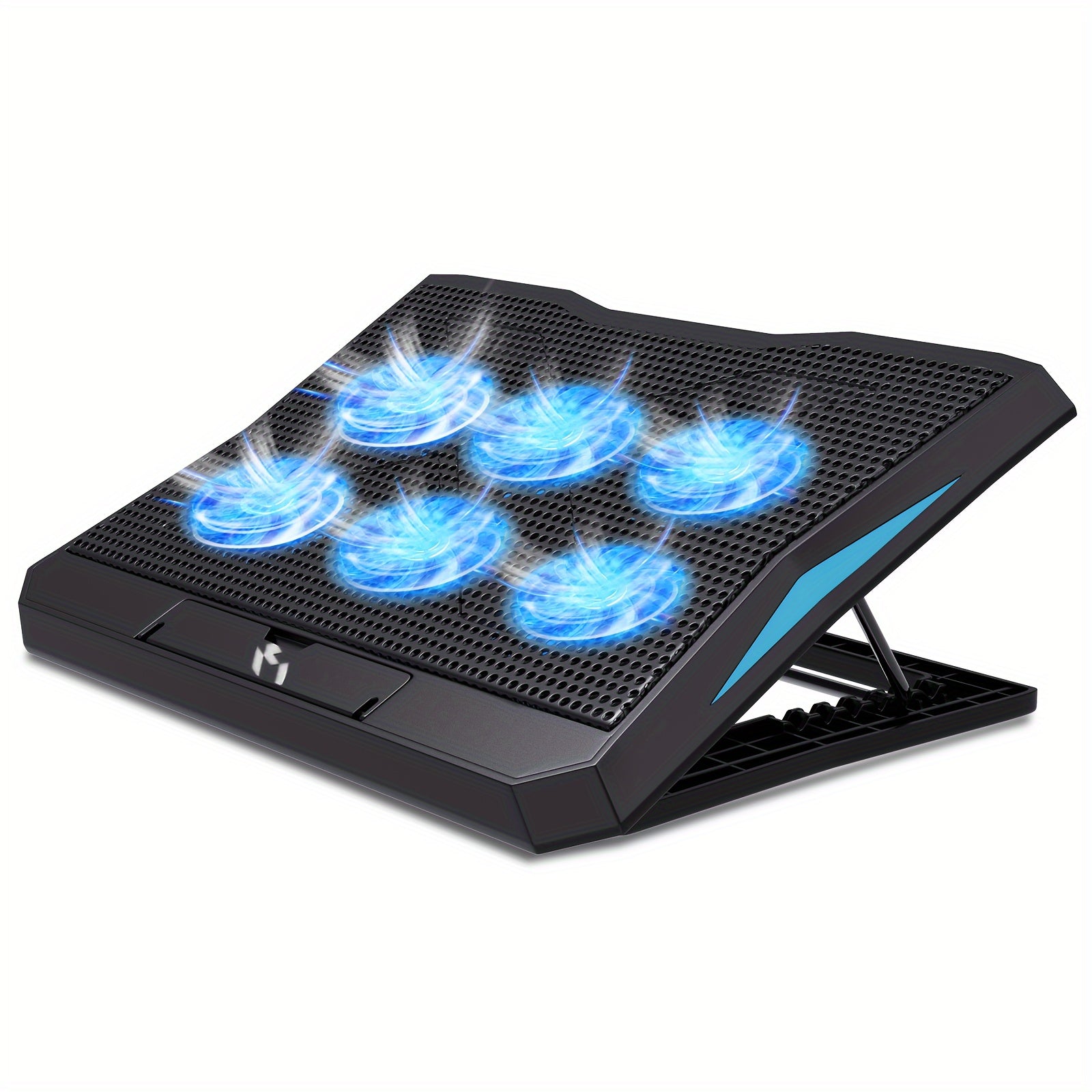 Laptop Cooling Stand with 6 Fans Adjustable Height LED Light USB Ports for 22.86-39.62 cm Laptops