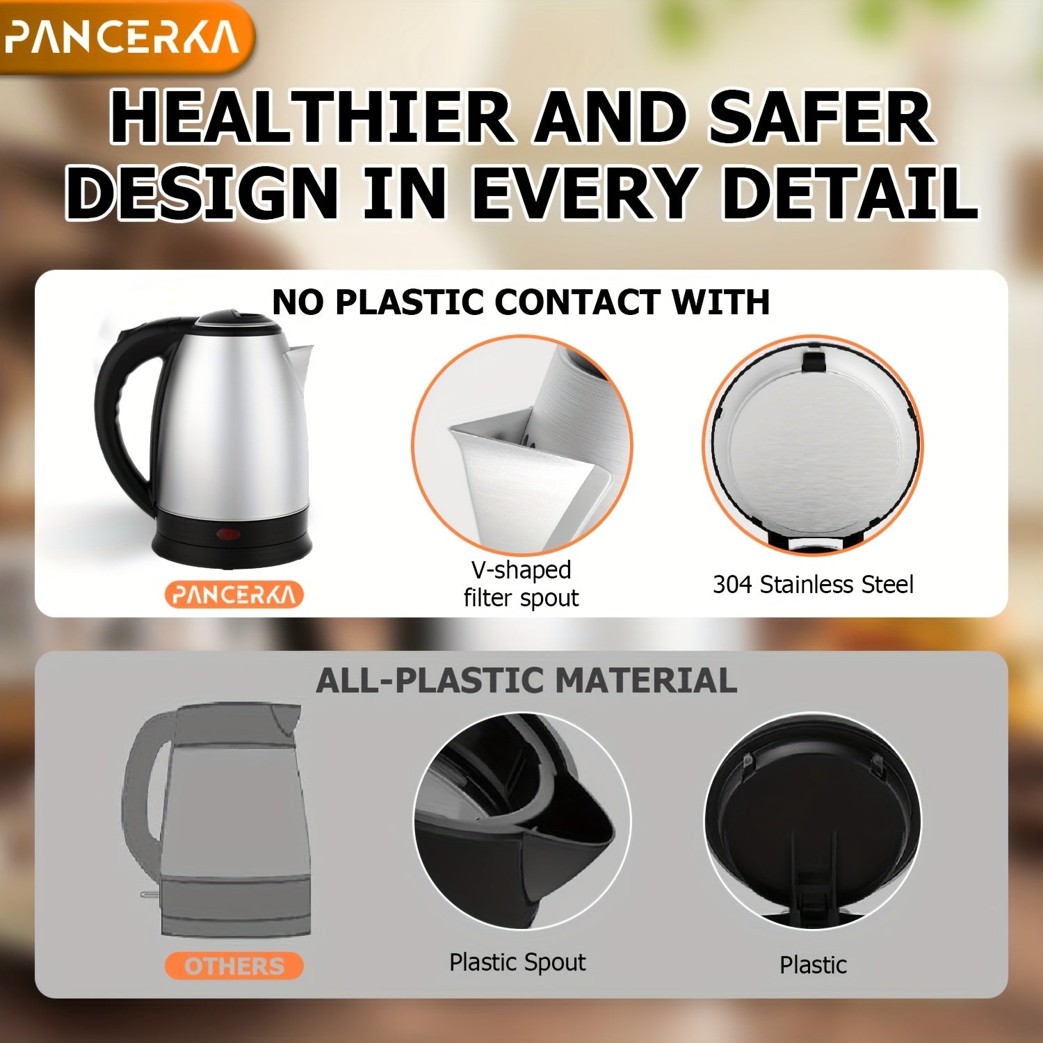 Stainless Steel Electric Kettle 1.8L Fast Boil BPA-Free Auto Shut-Off