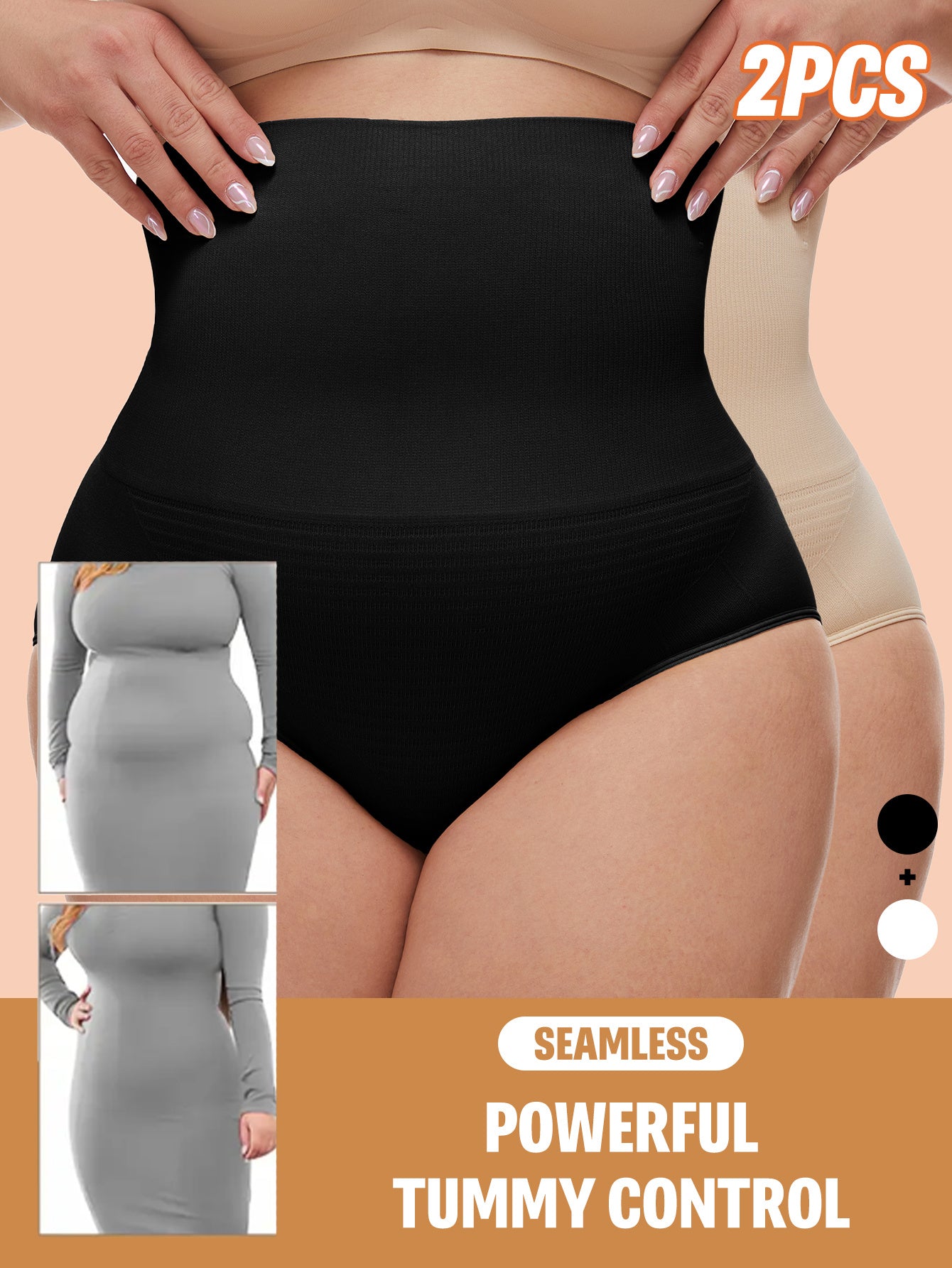 Women's Seamless Breathable Yoga Shorts High-Waisted Tummy Control Black Beige