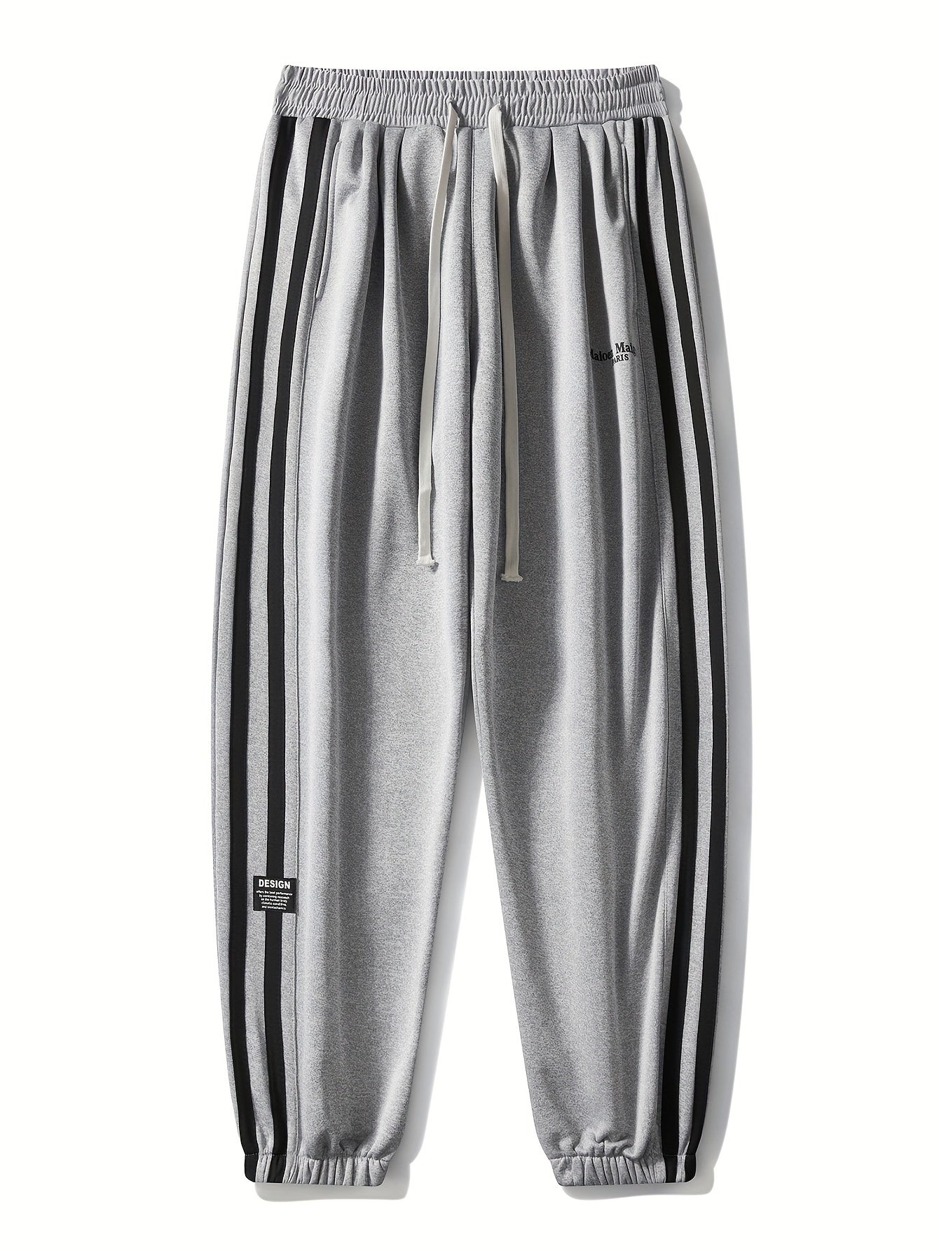 Plus Size Men's Casual Pants with Drawstring Polyester Stretch All-Season Geometric