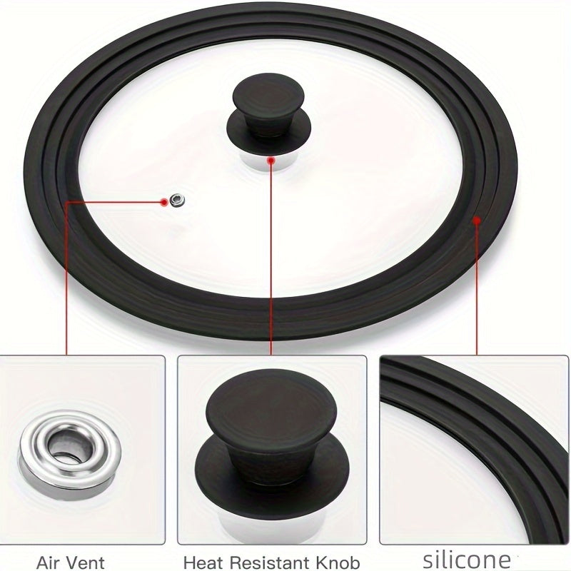 Glass Lid for Pots and Pans with Silicone Rim Dishwasher Safe Multipurpose Cookware Cover