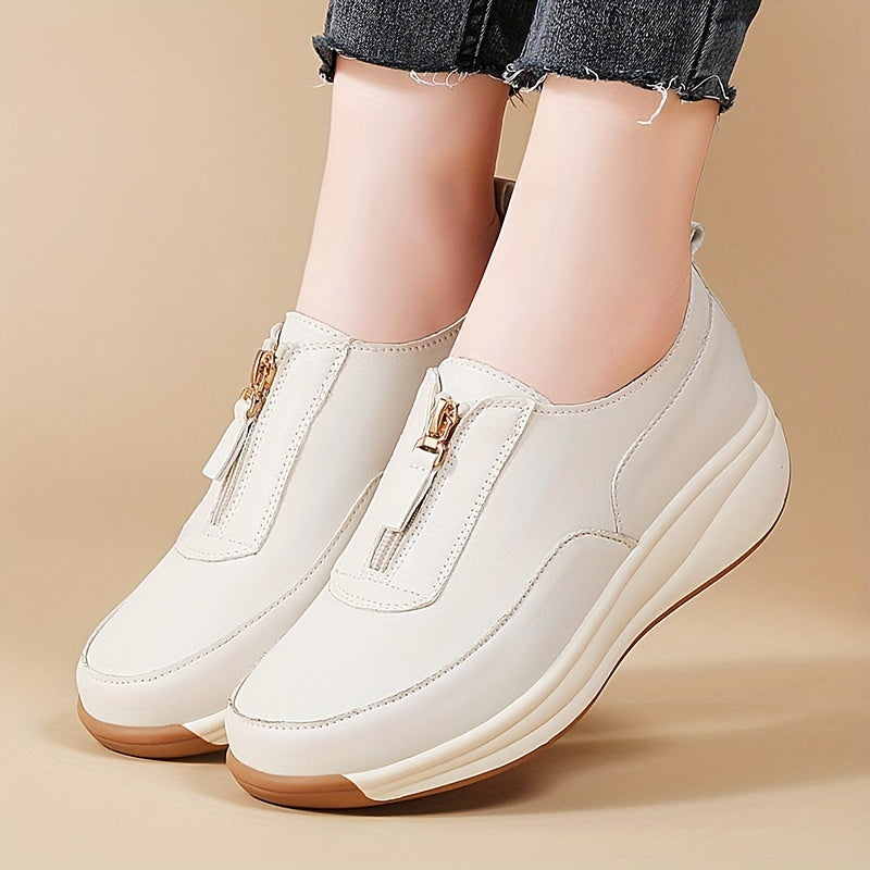 Women's Casual Wedge Sneakers Flat-Sole Walking Shoes Platform Shoes