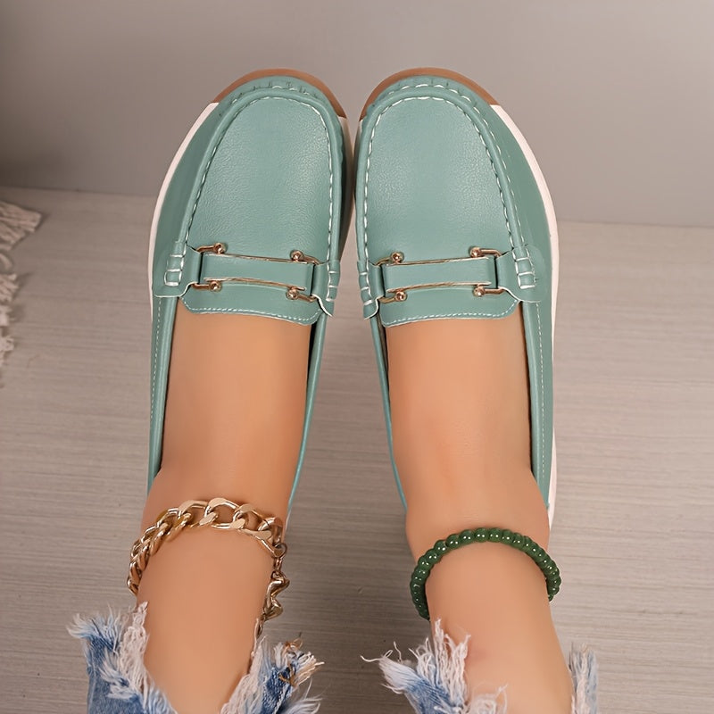 Women’s Solid Color Loafers Slip-On Flats Non-Slip Casual Shoes