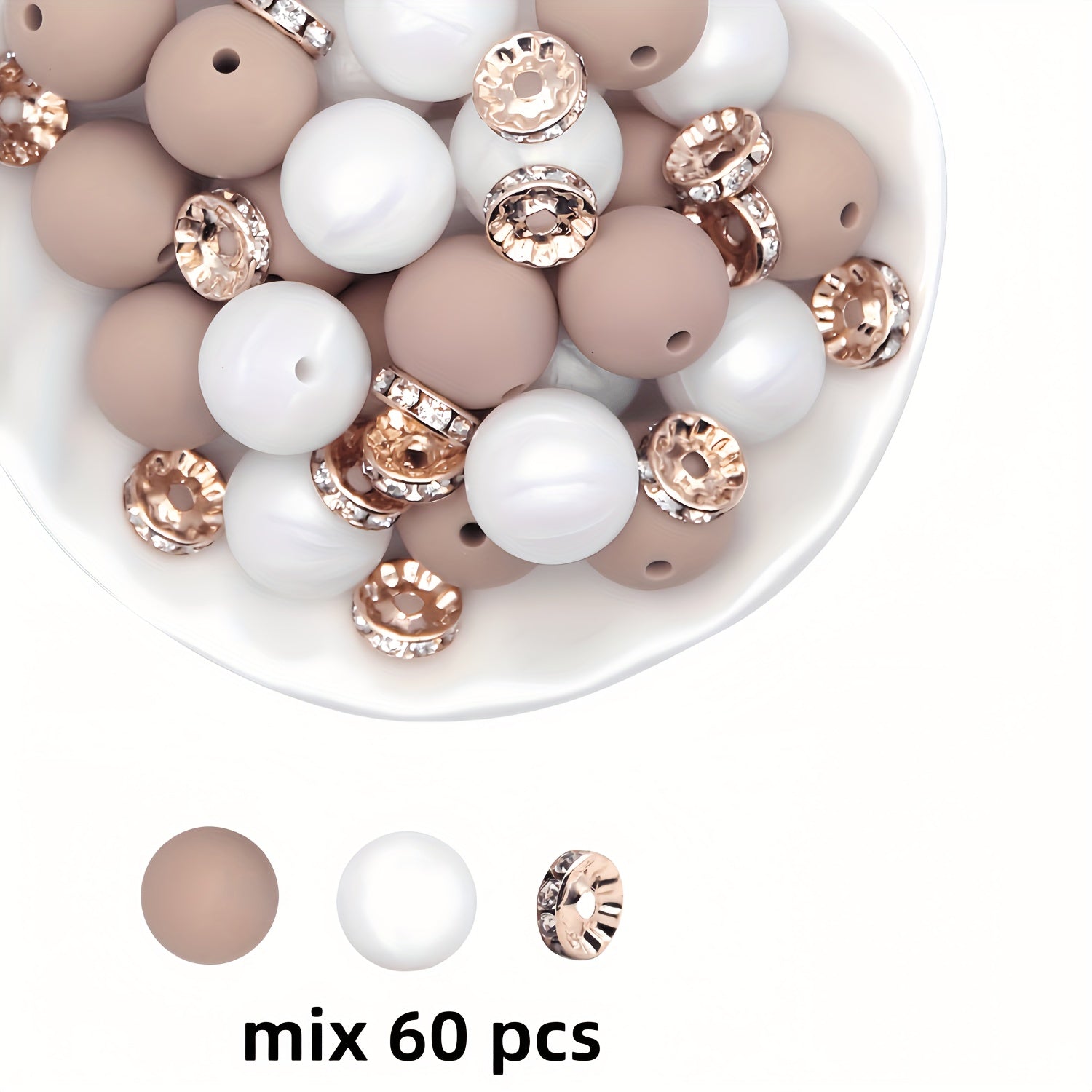 60 ta mustahkam rangli dumaloq silikondan yasalgan toshlar va tekis toshlar to'plami, marjonlar, bilakuzuklar, kalit zanjirlari va zargarlik buyumlari yaratish uchun mukammal. DIY zargarlik yasash uchun ideal aksessuarlar.