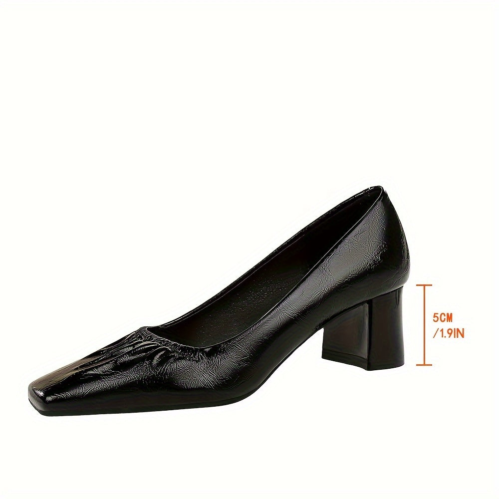 Women's Vintage European Style Wrinkled Shoes with Thick Heel