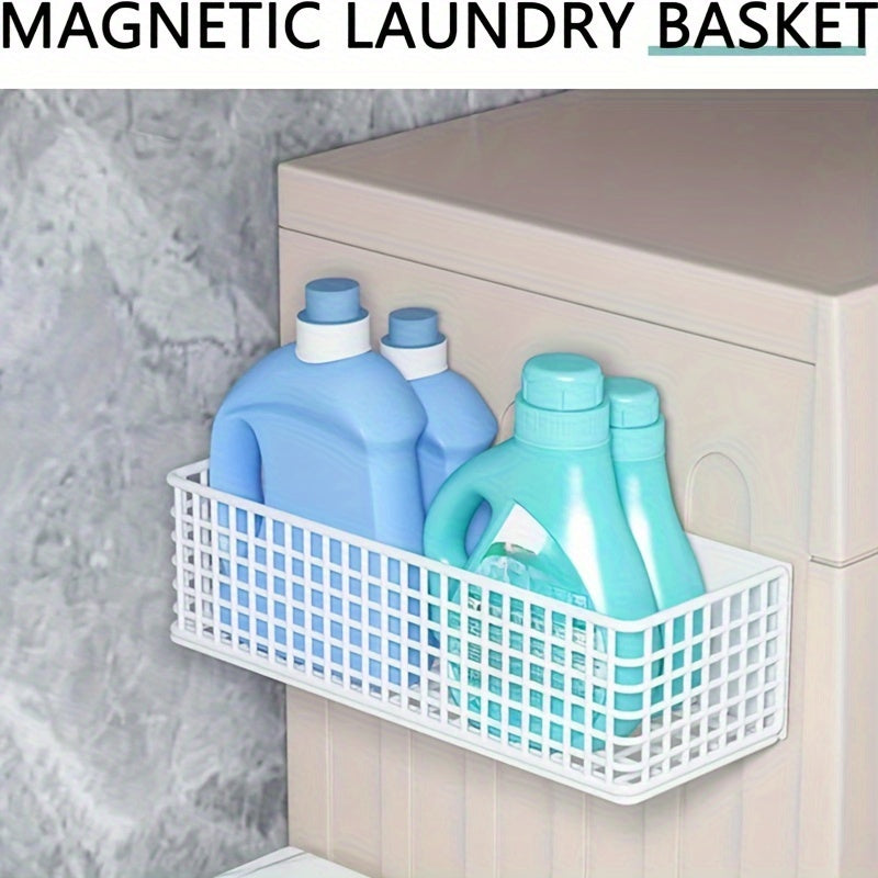 Magnetic Iron Storage Basket for Refrigerator Microwave and Washing Machine Kitchen Organizer Open Hollow Design