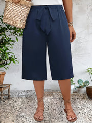 Брюки женские большого размера с широкими штанинами, летние, легкие, из полиэстера и спандекса, повседневные и официальные