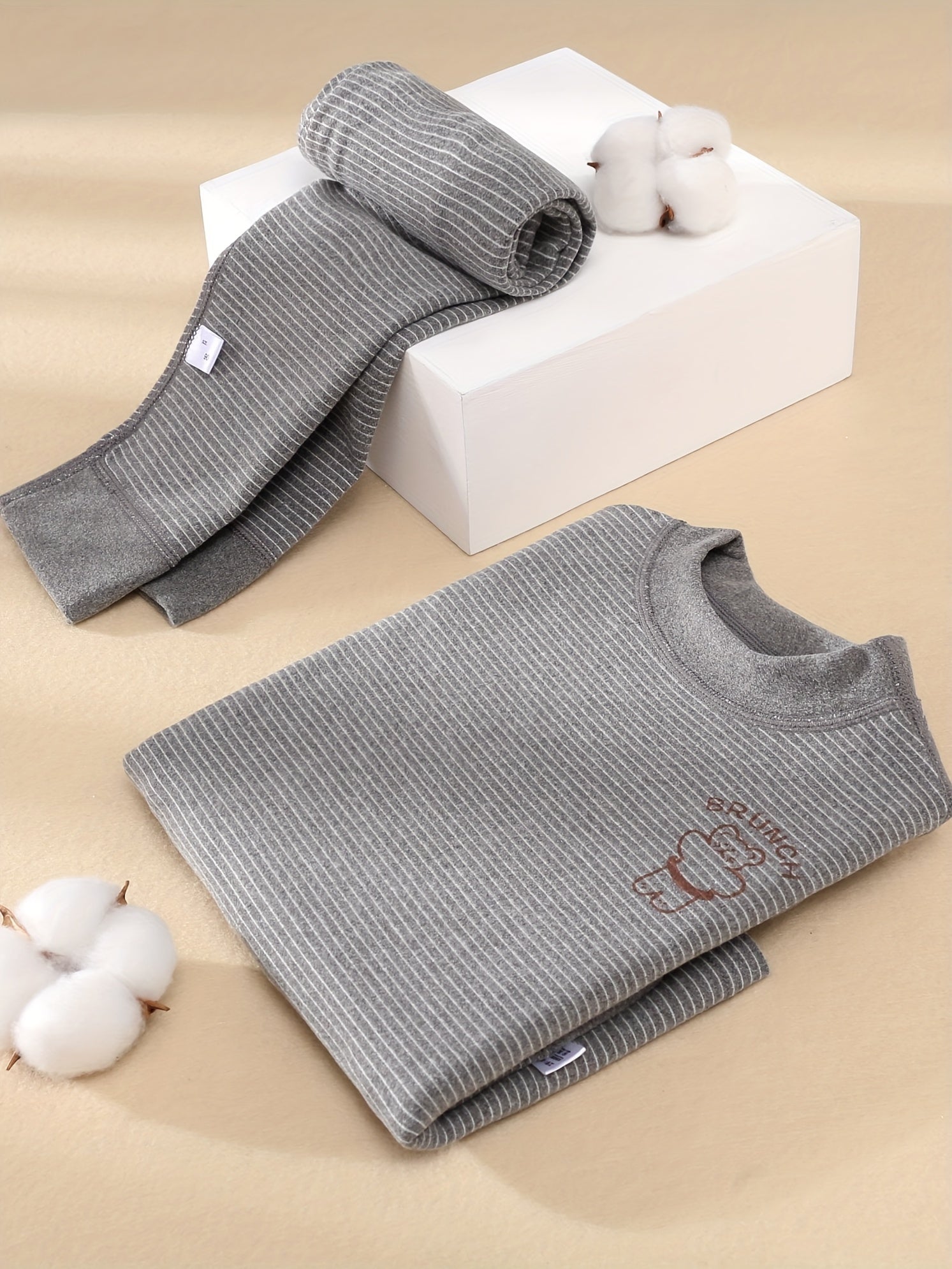 Toddler Boys Pajama Set Long Sleeve Top and Pants Stripe Pattern Fall Winter