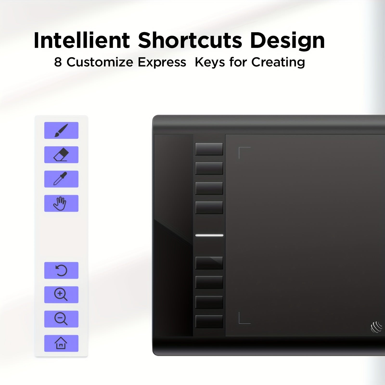 Графический планшет для рисования 25,4x15,2 см с 8 горячими клавишами и 8192 уровнями давления для Chromebook, Linux, Windows, Mac OS