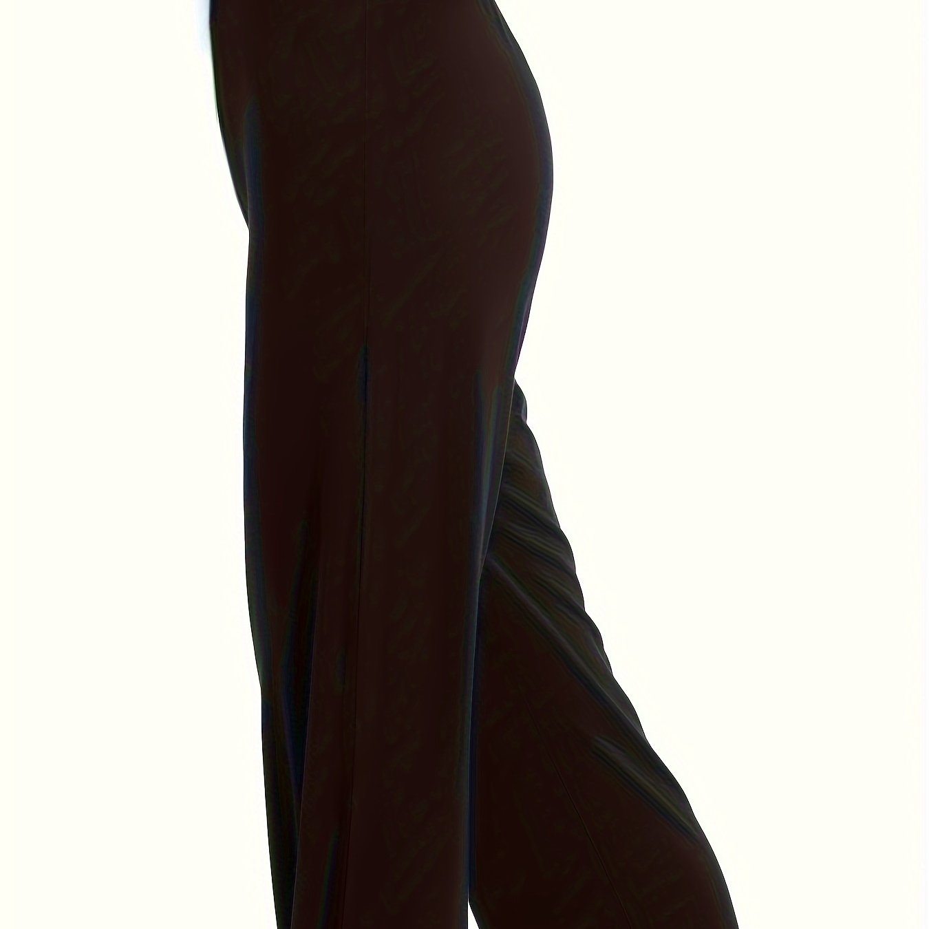 Plus Size Women's Stretch Straight Leg Pants Black Casual Trousers with Elastic Waist