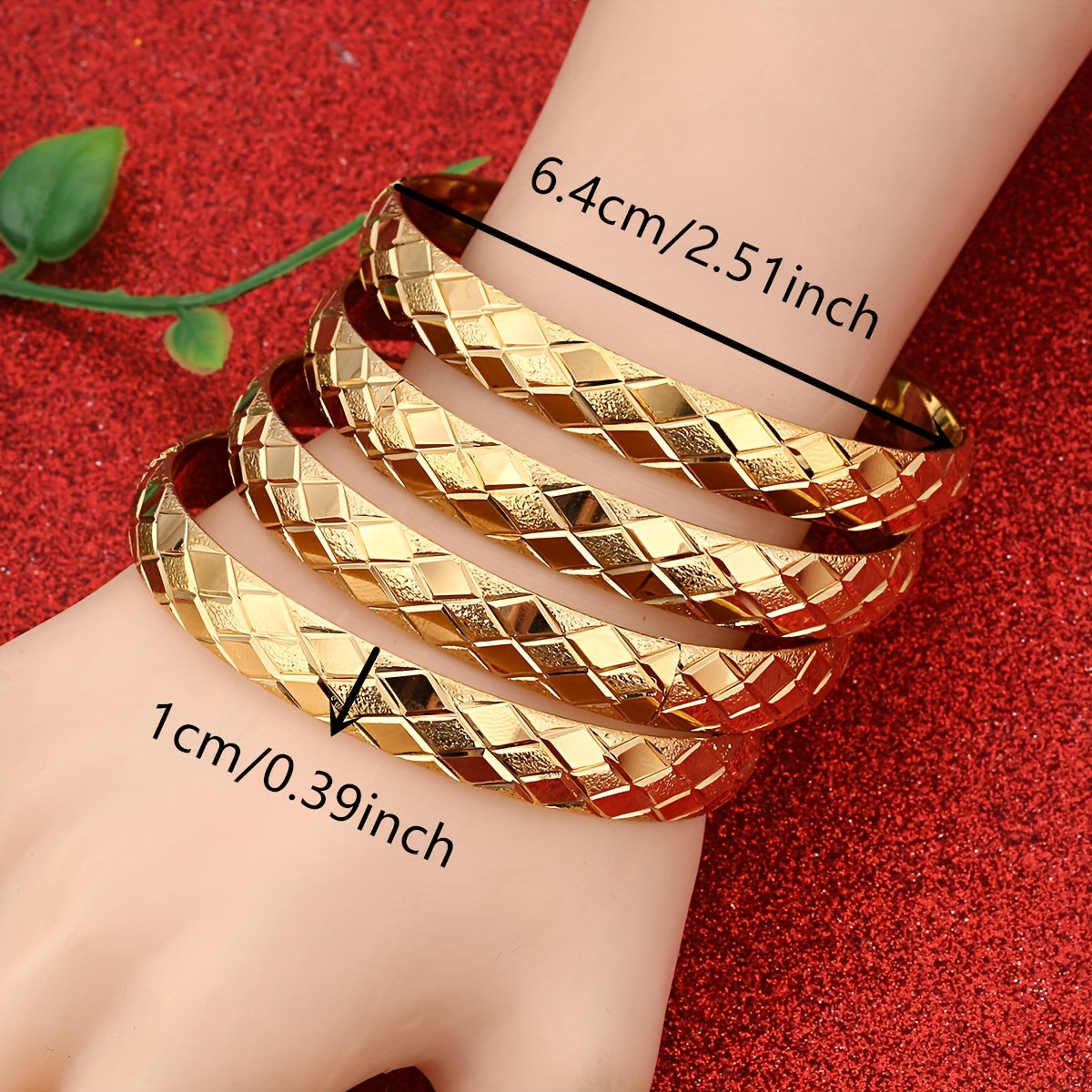 Set of 4 Gold-Tone Copper Bangles for Women Stylish Jewelry Gift