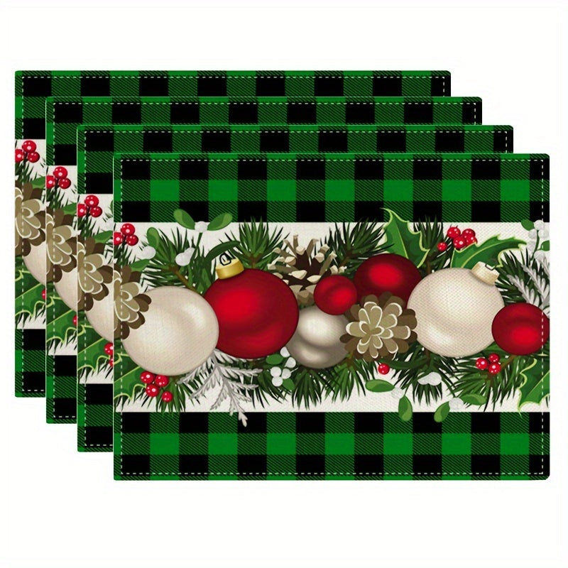 Christmas Placemats Set of 4 Red and Black Buffalo Check Plaid 30.48x45.72cm