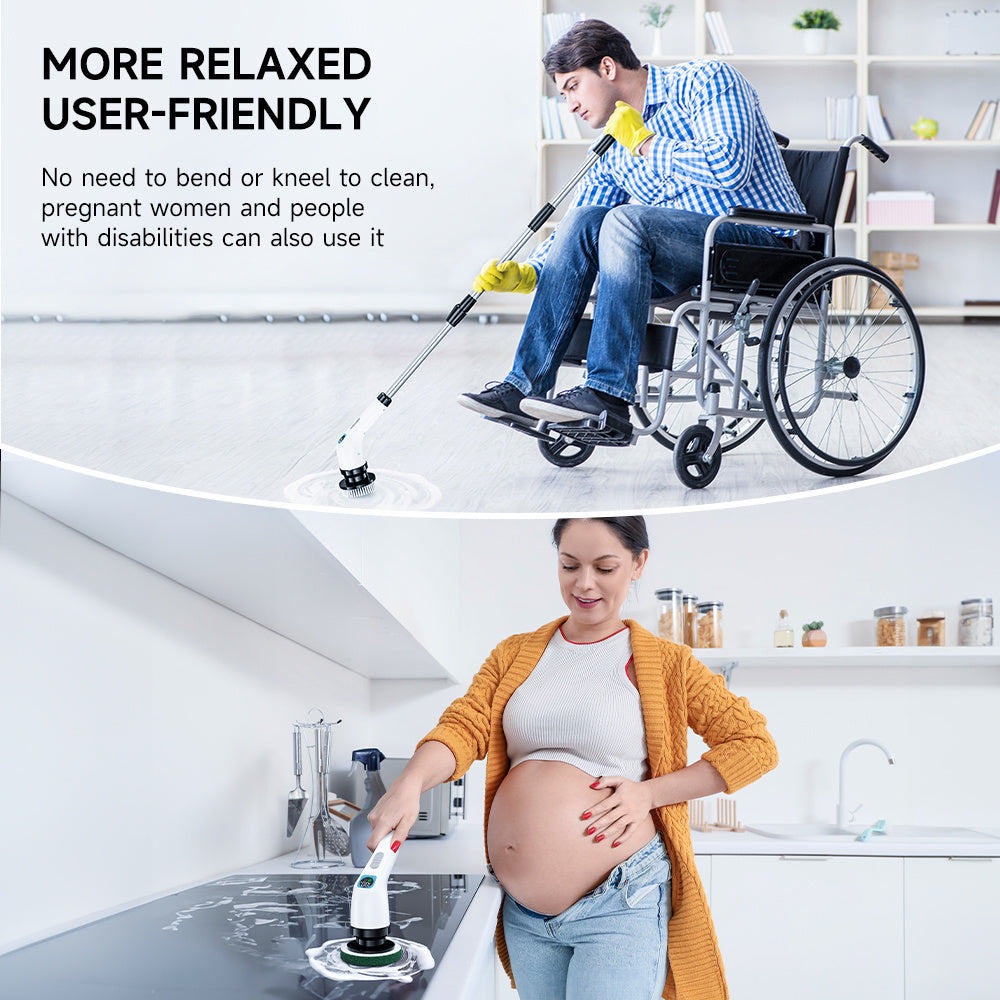 7 ta cho'tka boshli, ikki tezlikli, qayta zaryadlanadigan simsiz Spin Scrubber