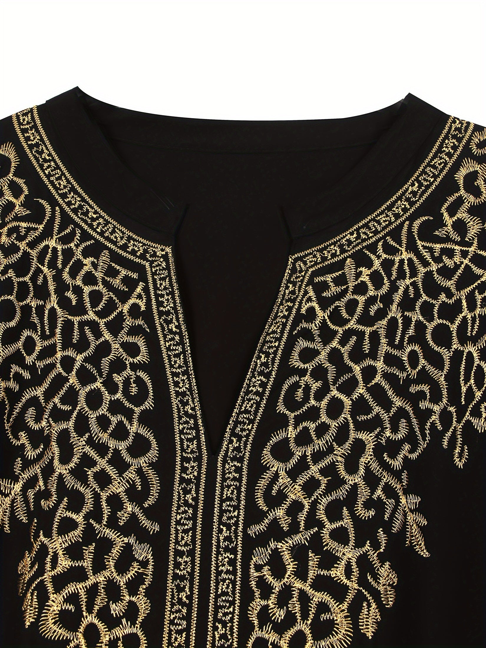 Plus Size Embroidered Loose Kaftan Dress, Batwing Sleeve, Casual Summer Wear