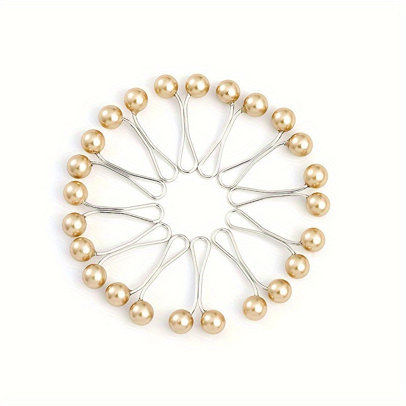 Set of 12 U-Shaped Safety Pins with Faux Pearl Beads for Headscarves Shawls Hijabs