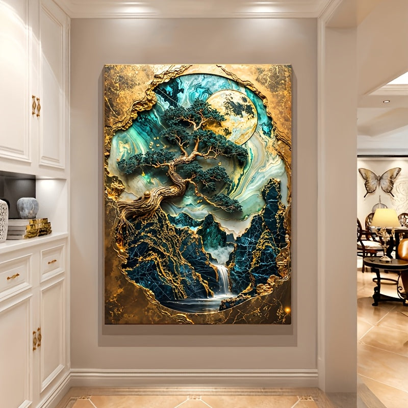 Frameless Gold Abstract Canvas Wall Art for Bedroom Living Room Decor 80x120cm