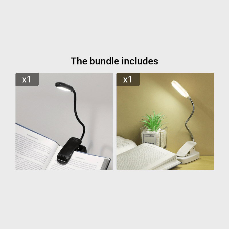 Portable Clip-On Book Light with Flexible Hose for Reading and Night Use