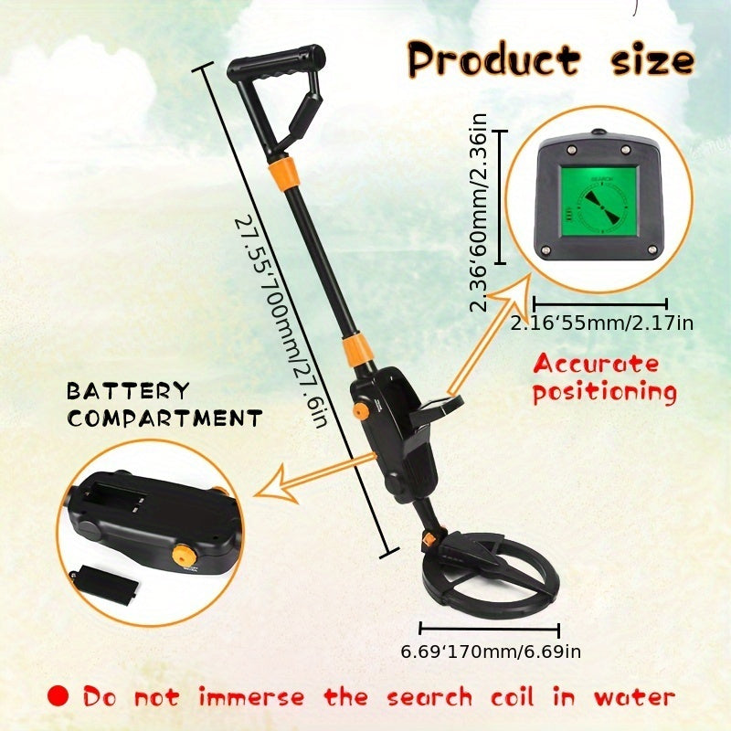 Lightweight Metal Detector for Beginners Battery-Powered Adjustable Stem Handle Grip