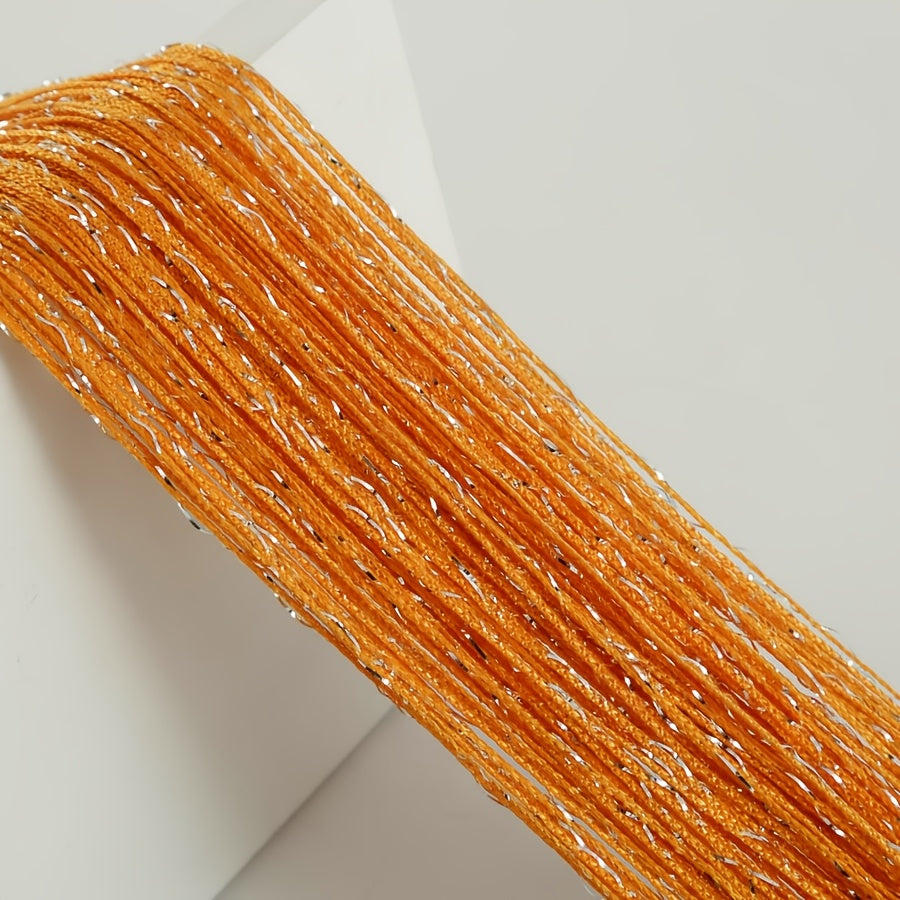 Orange and Yellow Beaded Curtain Polyester Sheer Door Hanging for Living Room Bedroom Wedding Entrance