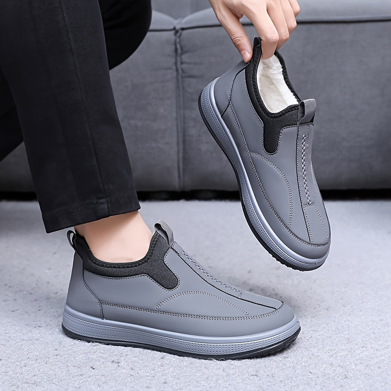 Men's Winter Snow Boots Casual Solid Color Short Slip-On Fabric Lined