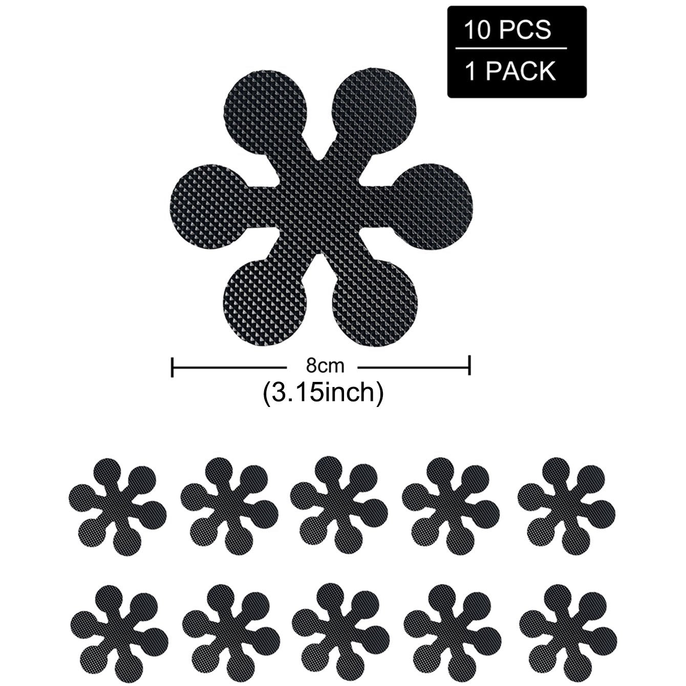 Set of 10 Non-slip Flower-Shaped Bathtub Stickers for Bathroom and Shower Safety