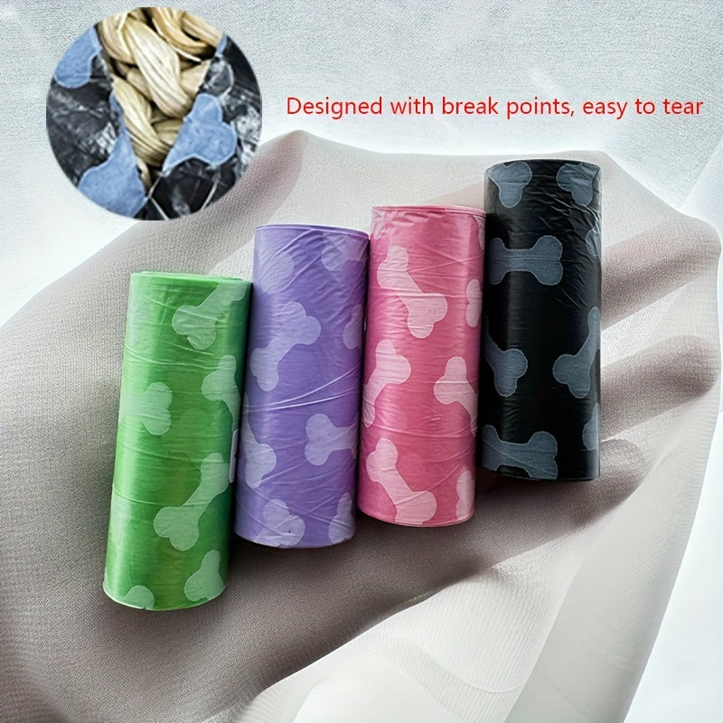 60-Pack Dog Waste Bags Leak-Proof Bone Print Easy-Tear Polyethylene Outdoor Cleanup