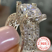 Sterling Silver 925 Wedding Ring with Cubic Zirconia and April Birthstone