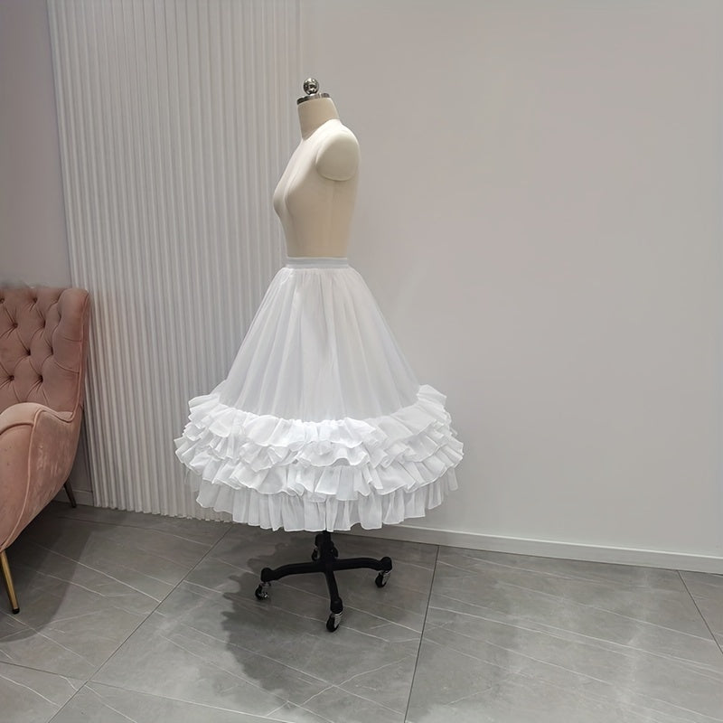 Girls Chiffon Petticoat with Stretchy Waistband 4-Layered Pleated Skirt for Princess Look