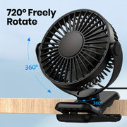 USB Clip Desk Fan with Brushless Motor Whisper-Quiet Strong Clamp Stylish Compact