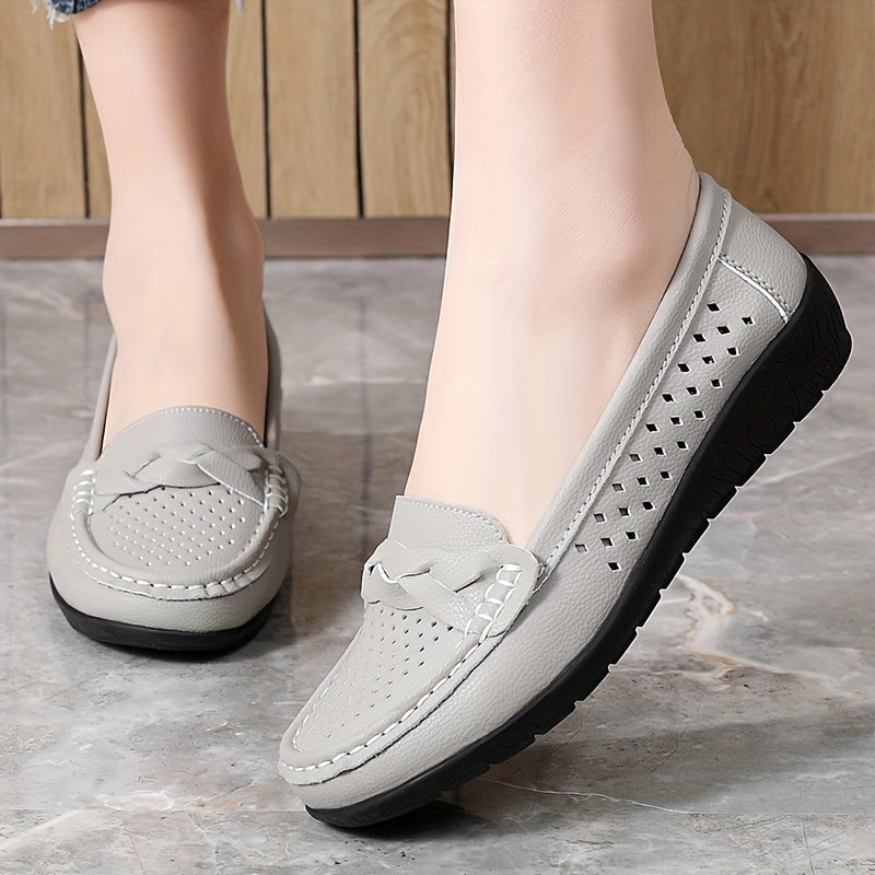 Ayollar uchun nafas oluvchi sintetik slip-on kundalik sport poyabzali, past top yozgi poyabzal