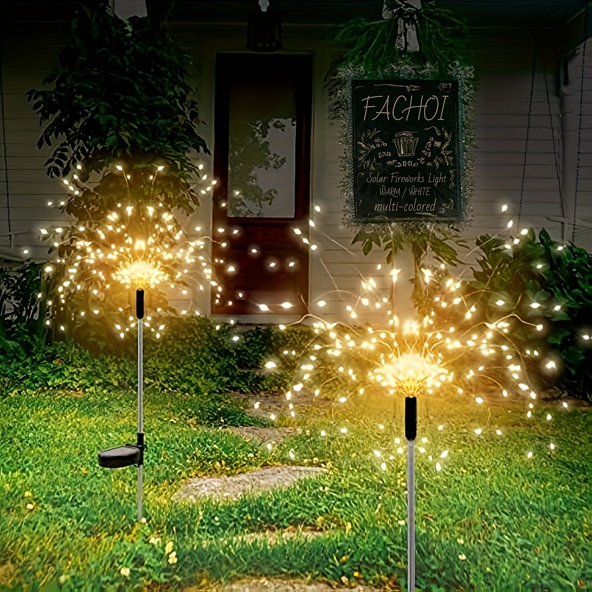 Solar Firework String Lights with 200 LEDs 8 Modes Outdoor Garden Pathway Decoration
