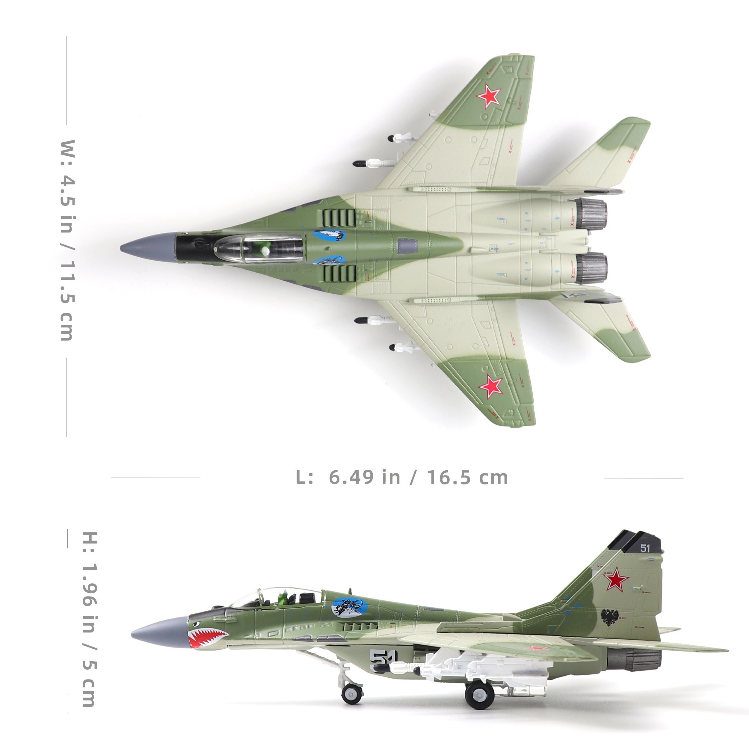 1/100 o'lchamli Alloy Mig-29 jangovar samolyoti modeli to'plami kolleksionerlar va sovg'alar uchun