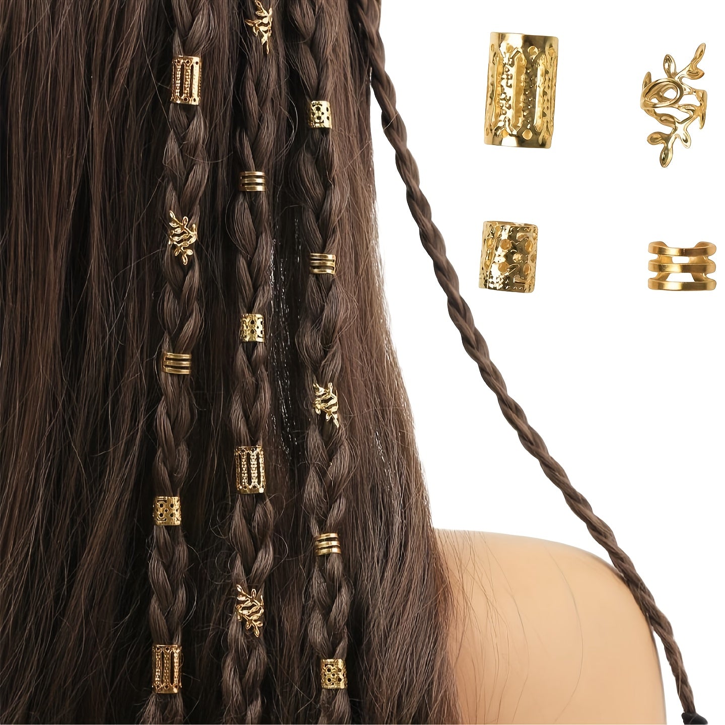 Women Solid Color Hollow Out Braid Hair Rings Hair Accessories Pack